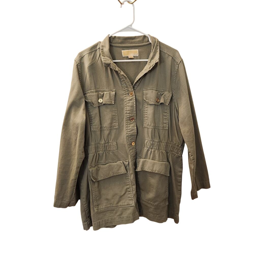 MICHAEL Michael Kors Olive Green 100% Cotton Utility Jacket Size XL